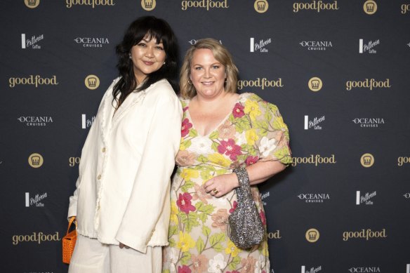 Chef Rosheen Kaul (left) and owner Hannah Green of Etta restaurant in Brunswick East. Green took home the Oceania Cruises Service Excellence award.