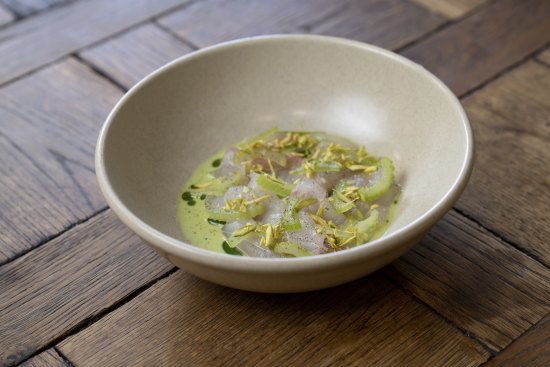 Goldband snapper crudo with gazpacho.