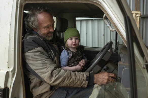 Peter Dunn and his daughter Eleanora on the Dunn’s North Blackwood spud farm in Central Victoria. They’ll be participating in Trentham’s Spudfest.