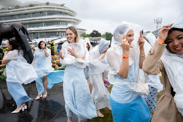 They all got the same style memo: Blue dress with white poncho.  