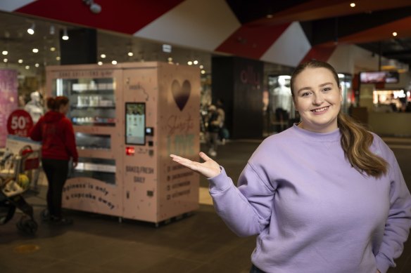 Kate Matheson from Cake Creations by Kate with her vending machine in Craigieburn.