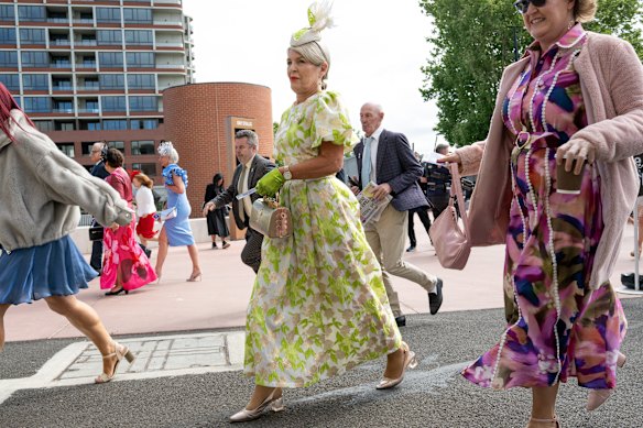 Racegoers arriving at the track.
