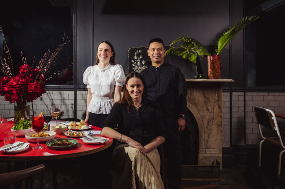 From left: Arms Length co-owners Rosie O’Shea and Rebecca O’Shea with head chef Keno Perlas.