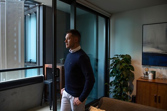 Renter Josh Olds at his apartment in Southbank.