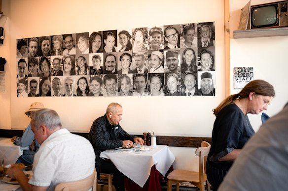 For the 40th anniversary, photos of current and former staff cover the walls.