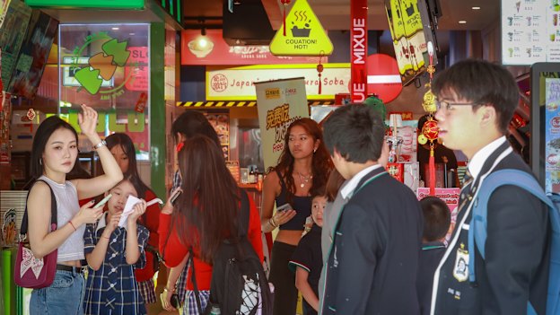 One of Glen Waverley’s many arcades packed with snack and street food outlets.