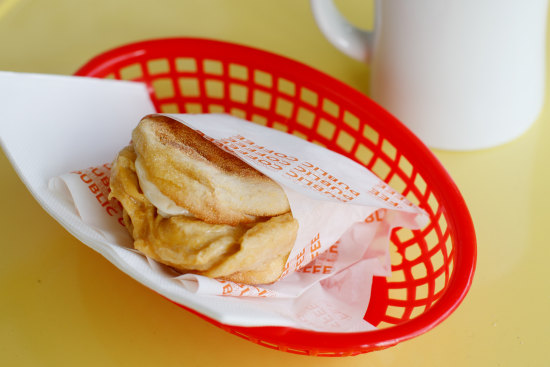 Japanese curry scrambled egg muffin with Kewpie mayo.