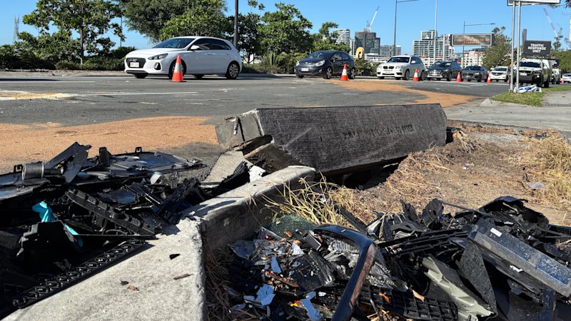 Three-vehicle crash involving stolen SUV leaves people fighting for life, traffic delays