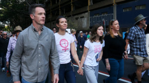 NSW Premier Chris Minns and Housing Minister Rose Jackson at the march against violence towards women  in Sydney last Saturday.
