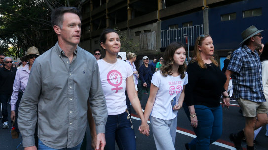 NSW Premier Chris Minns and Housing Minister Rose Jackson at the march against violence towards women  in Sydney last Saturday.