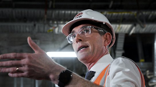 NSW Premier Dominic Perrottet issues rail unions with an ultimatum  at the Martin Place Metro station on Wednesday after the city’s public transport system came to a standstill amid industrial action.