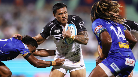 Len Ikitau scored a hat-trick for the Brumbies against Fiji.
