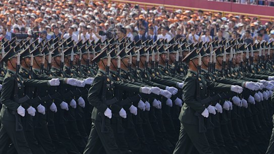 The military parade in Beijing was far more elaborate than the US Army’s 250th anniversary event in Washington.