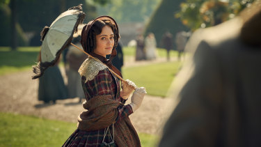 Ella Purnell in a scene from Julian Fellowes' show Belgravia, which is set in the early 1800s.