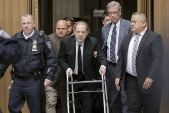 Harvey Weinstein hobbled into a New York court on a walker.