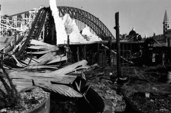 The devastation after the Ghost 
Train fire at Luna Park.