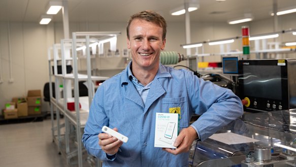 Dr Parsons with his home COVID-19 test.