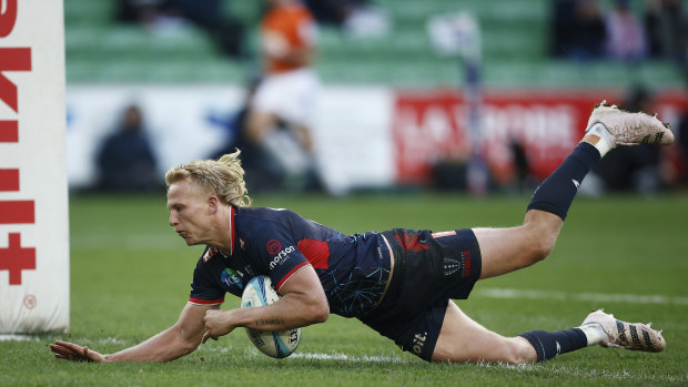 Wallabies contender: Carter Gordon scores in the second half in Melbourne.