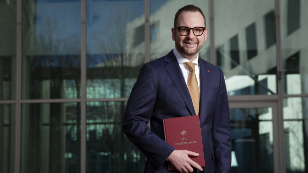 New Liberal senator Andrew Bragg at Parliament House in Canberra.