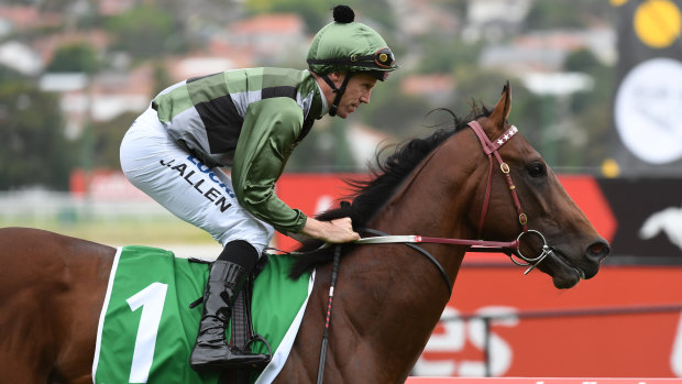 John Allen saluted on Yes Yes Yes at Moonee Valley on Saturday.