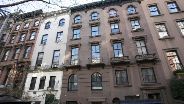 A brownstone apartment building, centre right, owned by Kushner Companies in Brooklyn Heights, New York.