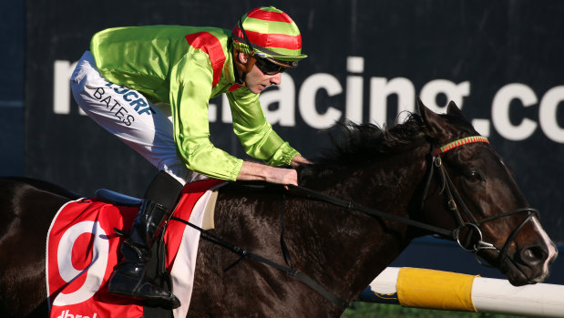 Declan Bates rides Begood Toya Mother to victory in last year's Regal Roller Stakes at Caulfield.