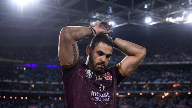 Pain of defeat: Queensland captain Greg Inglis after the series loss on Sunday.