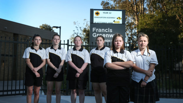Francis Greenway High students Melissa Duffield, Ashlie Duffield, Jemma Cheetham, Ashley Robson, Nicola Walk and Sufiya Walk  want the principal to apologise to all students and staff for her comments.