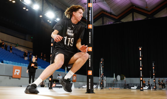 AFL prospects, including Jordan Croft last year, are put to the test at the annual draft combine.