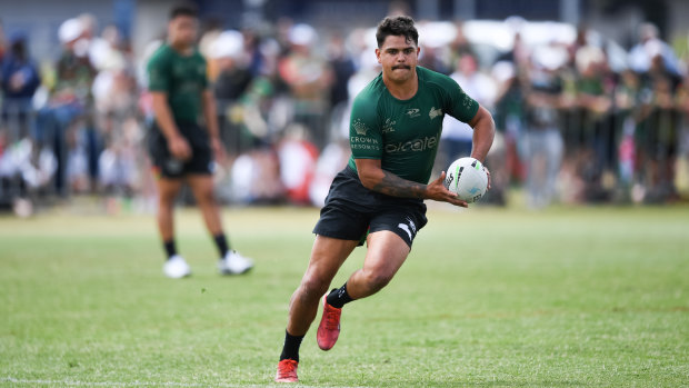 Latrell Mitchell at training South Sydney training on Tuesday.