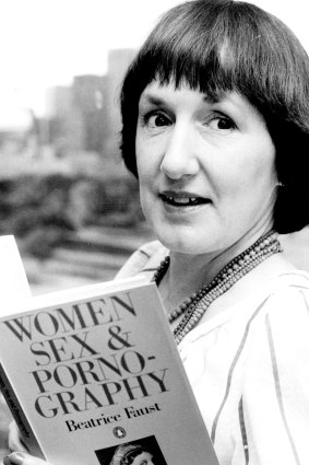 Beatrice Faust with her book "Women, Sex and Pornography" in 1981.