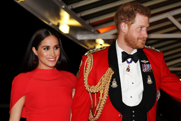 Prince Harry, Duke of Sussex and Meghan, Duchess of Sussex, arrive at Royal Albert Hall on Saturday in London.