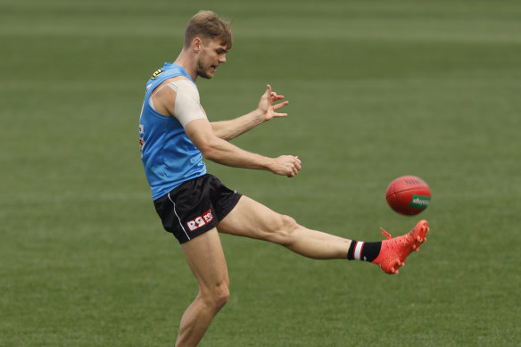 Mason Wood at St Kilda training this week.