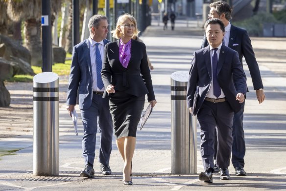 Lord Mayor Sally Capp with her team on Tuesday morning 