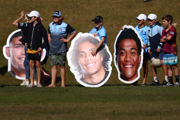 Big in Kingscliff ... fans watch the NSW team train on Monday morning.