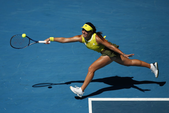 Jessica Pegula stretches for a forehand in her win over Elina Svitolina of Ukraine on Monday.
