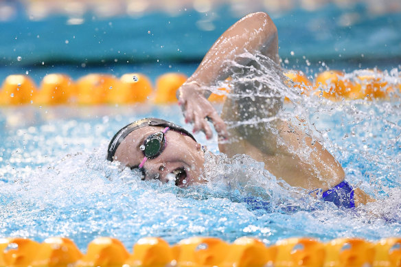 Ariarne Titmus flirted with Katie Ledecky’s world record on the way to the second fastest 400m freestyle in history.