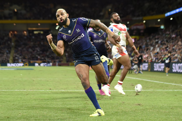 Josh Addo-Carr in action for Melbourne Storm.
