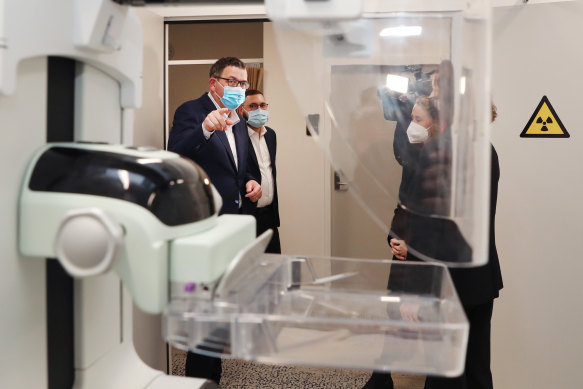 Then-premier Daniel Andrews visits Maroondah Hospital during the 2022 election campaign.