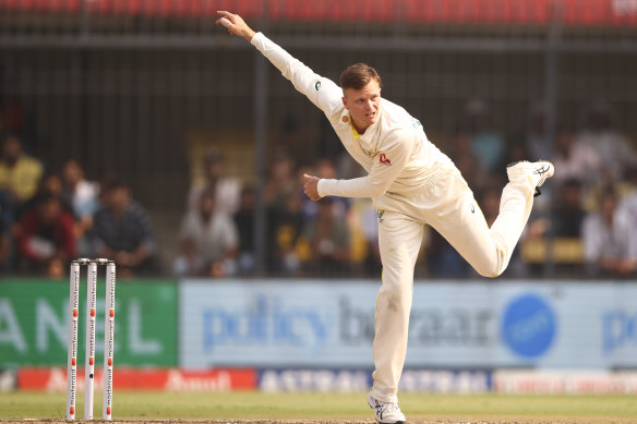 Matt Kuhnemann took five wickets on day one in Indore.