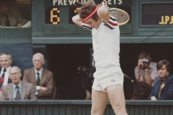 John McEnroe during his playing days at Wimbledon in 1980.