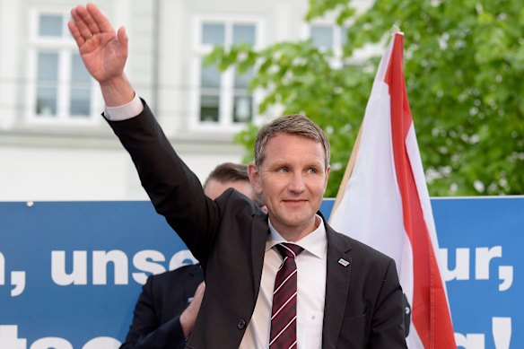 Head of AfD in Thuringia Bjoern Hoecke at a 2016 rally. 