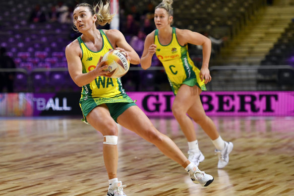 Diamonds captain Liz Watson in action at the Netball World Cup in South Africa.