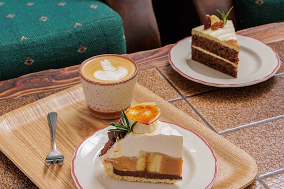 The retro couches at Tori’s, which has a share-house aesthetic.