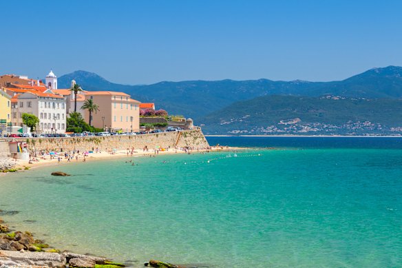 Mediterranean town Ajaccio, the capital city of the island of Corsica.