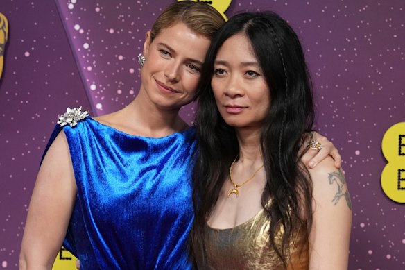 Oscar winner Jessie Buckley and Zhao at the 79th British Academy Film Awards in February.