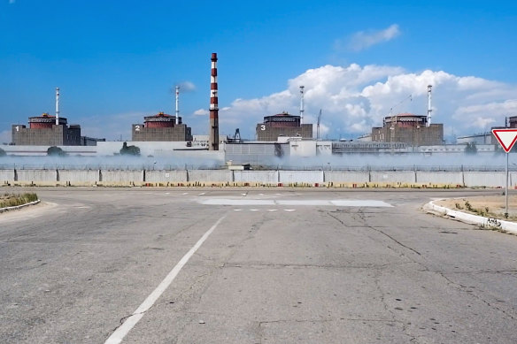 The Zaporizhzhia Nuclear Power Station in territory under Russian military control, in southeastern Ukraine. 