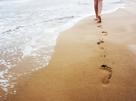 footprints in the sand.