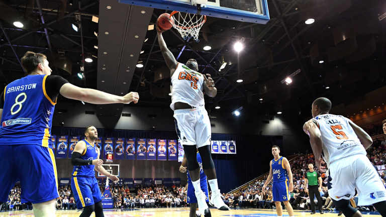 Booming back: veteran centre Nathan Jawai has earned a recall for Australia's World Cup qualifiers in Melbourne next month.