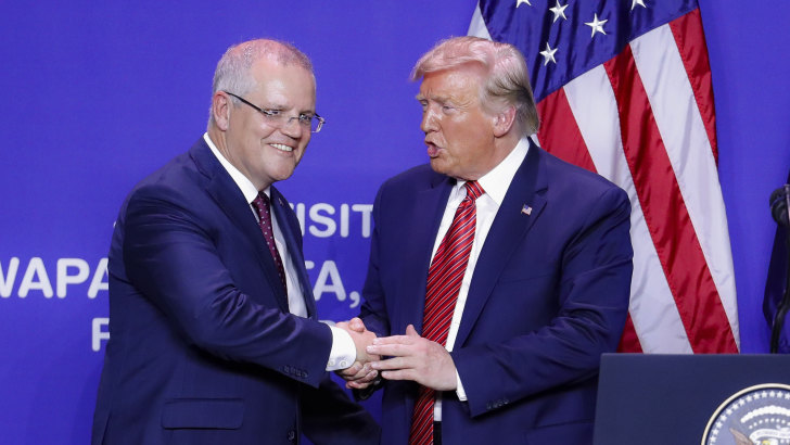 Scott Morrison and Donald Trump, as prime minister and president, in 2020.